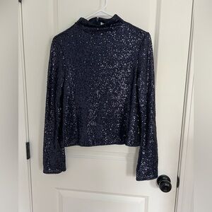 H&M Sequin Navy Blue Top-NWT